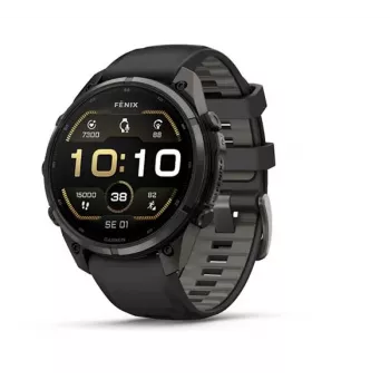 Garmin Fenix 9 Pro – 47mm Carbon Gray DLC Titanium com bracelete de silicone Black/Pebble Grey
