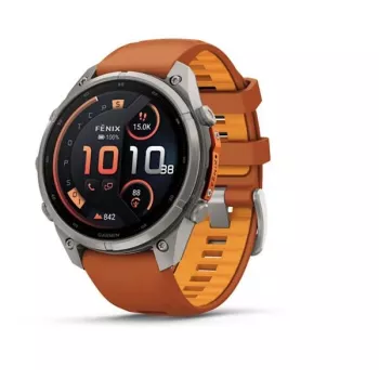 Garmin Fenix 9 Pro – inReach, 47 mm titânio com bracelete de silicone Autumn Orange/Spark Orange