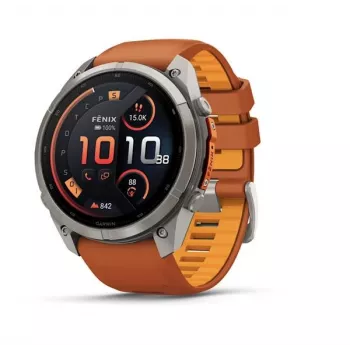 Garmin Fenix 9 Pro – inReach, 51mm Titânio com Bracelete de Silicone Autumn Orange/Spark Orange