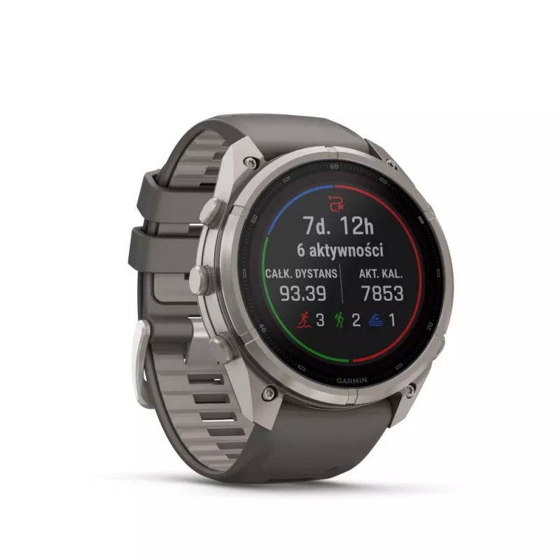 Garmin Fenix 9 Pro – inReach, Solar, 51mm titânio com bracelete de silicone cinzento seixo