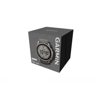 Garmin Fenix 9 Pro – inReach, Solar, 51mm titânio com bracelete de silicone cinzento seixo