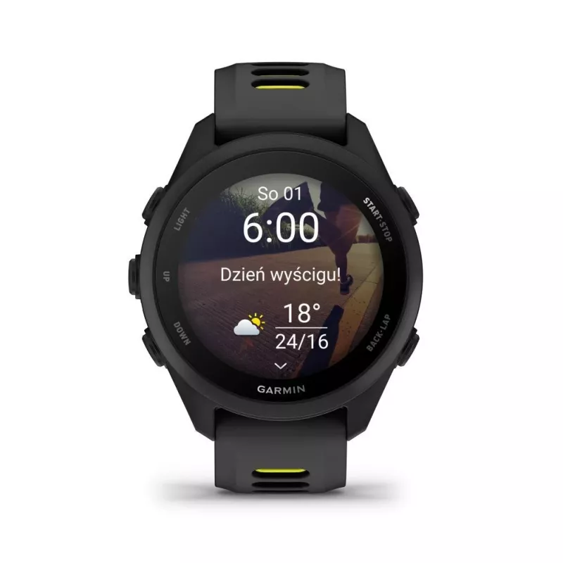 Garmin Forerunner 170 Music, preto com pulseira preta/amarela