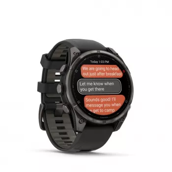 Garmin fenix 8 Pro 47 mm AMOLED Smartwatch, safira, Carbon Grey DLC Titanium com bracelete de silicone Black/Pebble Grey