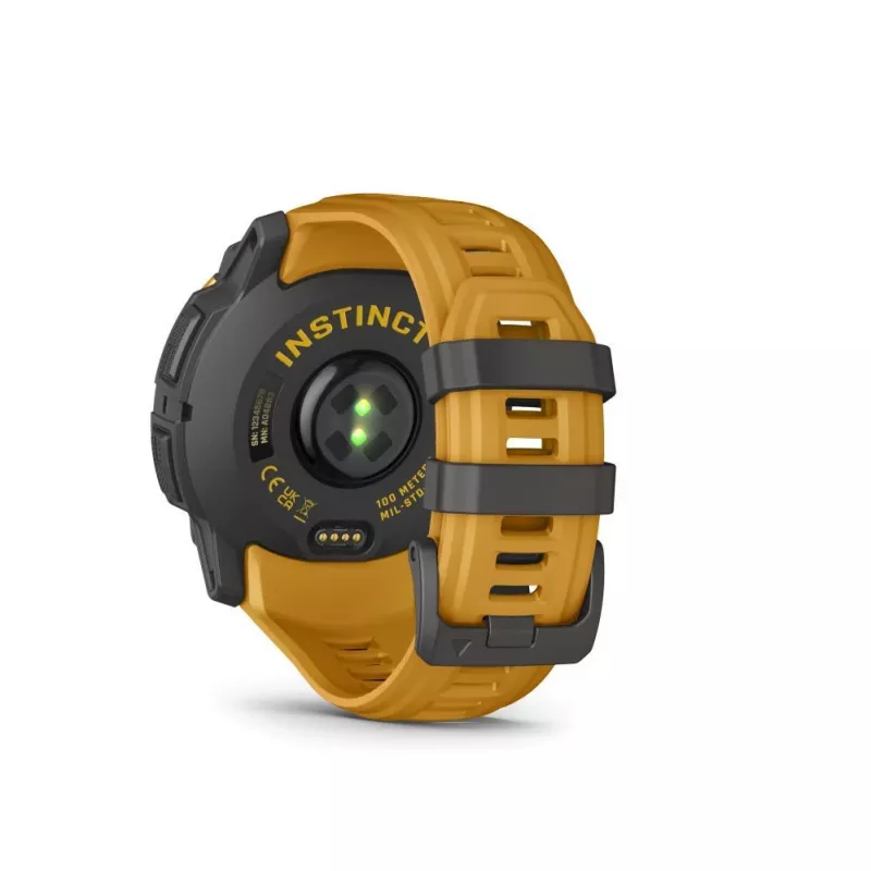 Garmin Instinct 3 – 50 mm, Solar Sunburst com bracelete Sunburst/cinzenta