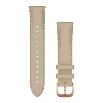 Pulseira Garmin Quick Release (20 mm) couro italiano bege-claro com acabamentos PVD ouro rosa 18K