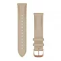 Pulseira Garmin Quick Release (20 mm) couro italiano bege-claro com acabamentos PVD ouro rosa 18K