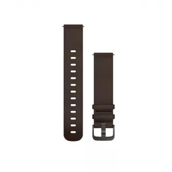 Pulseiras Garmin Quick Release (20 mm) couro castanho-escuro, ferragens prateadas