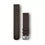 Pulseiras Garmin Quick Release (20 mm) couro castanho-escuro, ferragens prateadas