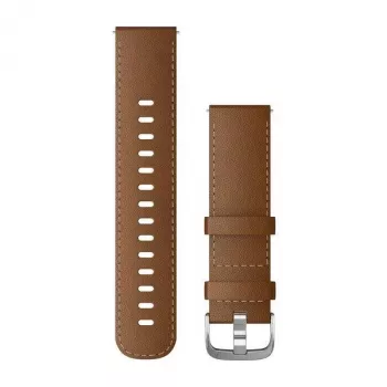 Garmin Braceletes Quick Release (22 mm) Couro italiano castanho, ferragens prateadas