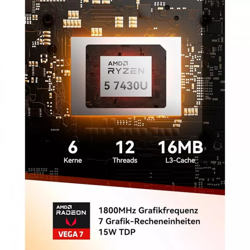 Mini PC GEEKOM A5, AMD Ryzen 5 7430U, 16GB DDR4, 512GB SSD, Windows 11 Pro, Champagne