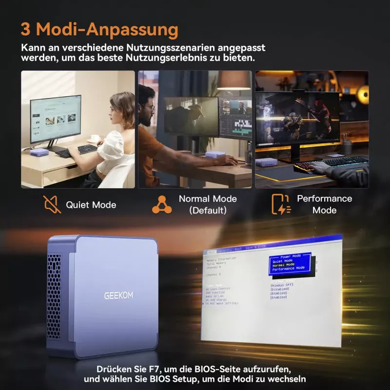 Mini PC GEEKOM AX8 MAX, Intel Core i7-12650H, 16GB DDR5, 512GB SSD, Windows 11 Pro, prateado