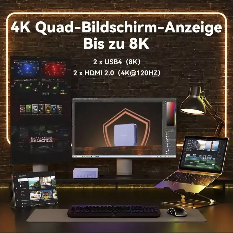 Mini PC GEEKOM AX8 MAX, Intel Core i7-12650H, 16GB DDR5, 512GB SSD, Windows 11 Pro, prateado