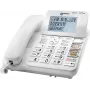 Geemarc CL595 Telefone com fios para seniores com atendedor de chamadas, alta-voz, indicador ótico de chamada, compatível com aparelhos auditivos, pendente de emergência, Branco
