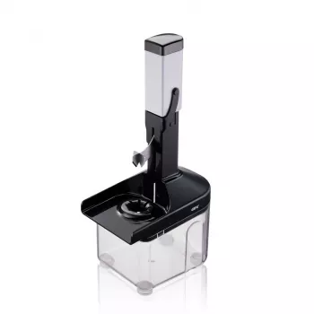 Descaroçador GEFU CORER para ameixas com haste de aço inoxidável, descaroçador manual de fruta para ameixas, mirabeles e abrunhos, cabo ergonómico, apto para máquina de lavar loiça, branco/cinzento