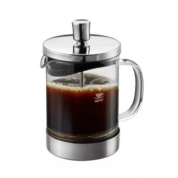 Cafeteira French Press GEFU DIEGO 600 ml, vidro borossilicato e aço inoxidável, prateado/preto