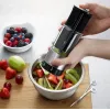 GEFU FLEXICUT Cortador de frutas e legumes, mandolina manual, contínuo 1-5 mm, aço japonês para lâminas, preto/prateado