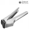 Espremedor de alho GEFU GARLICO, espremedor de alho em aço inoxidável com pino de limpeza integrado, punho ergonómico, apto para máquina de lavar louça, prateado