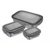 GEFU Preppo Conjunto de 3 recipientes para especiarias, aço inoxidável e vidro, 100 ml cada, herméticos, empilháveis, prateado/transparente