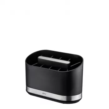 GEFU SMARTLINE Organizador de Mesa Suporte, Aço Inoxidável & Preto, Base Antiderrapante, Adequado para Máquina de Lavar Louça, 10 x 14 cm