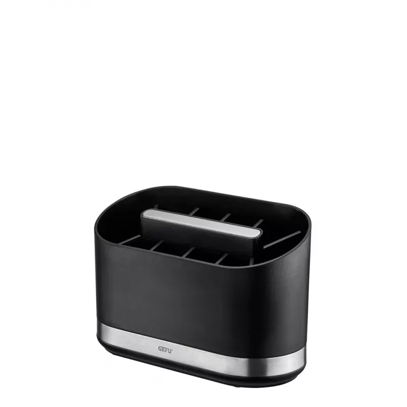 GEFU SMARTLINE Organizador de Mesa Suporte, Aço Inoxidável & Preto, Base Antiderrapante, Adequado para Máquina de Lavar Louça, 10 x 14 cm