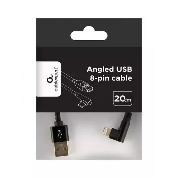 GEMBIRD Ficha angular Cabo USB-A para Lightning de 8 pinos entrançado 0,2 m preto