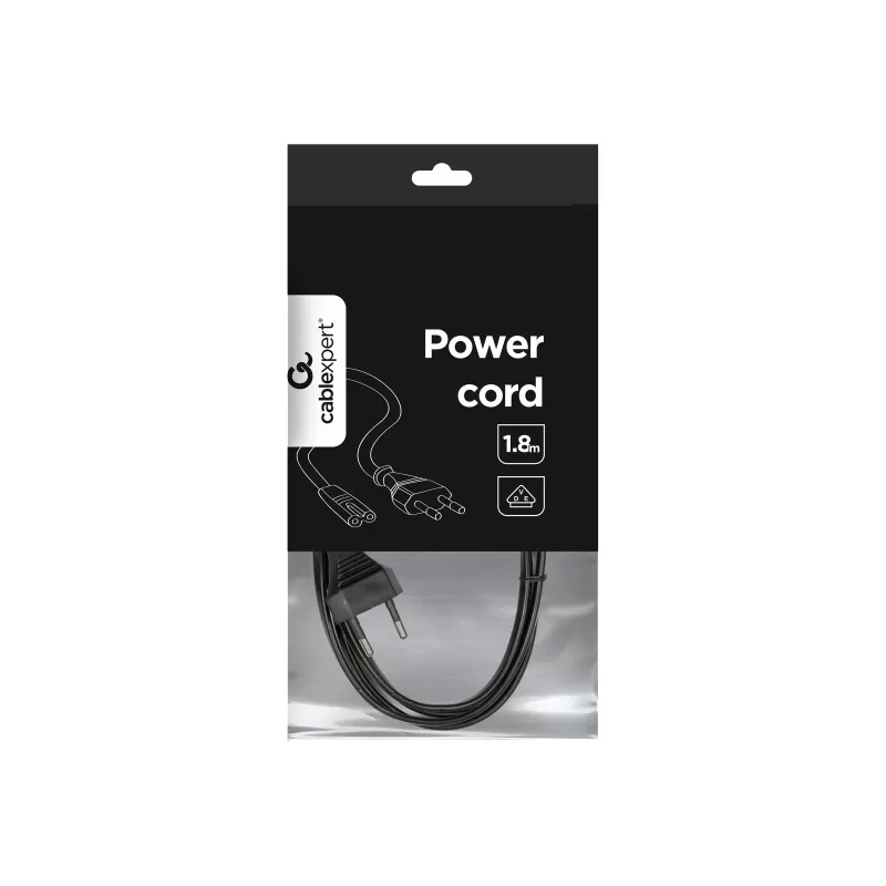 GEMBIRD Cablexpert PC-184-VDE Cabo de alimentação, C7, certificado VDE, Preto, 1,8 m