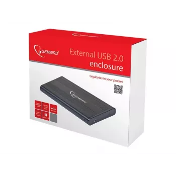 Gembird EE2-U2S-5 Caixa externa USB 2.0 para HDD/SSD SATA de 2,5 polegadas, alumínio, preto