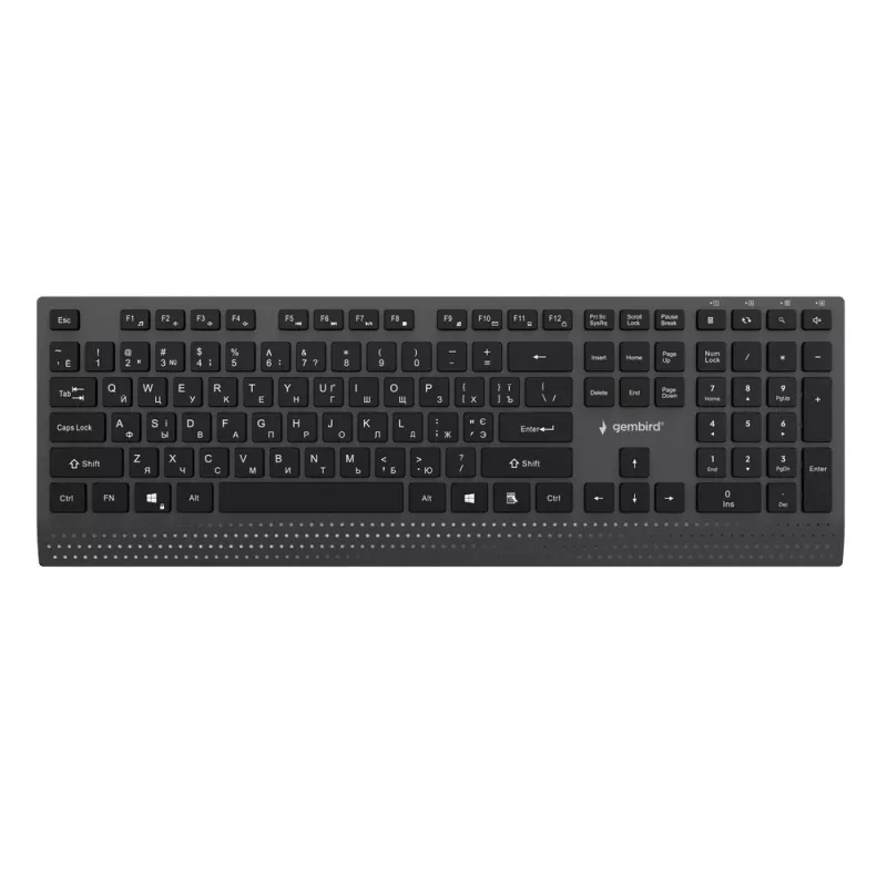 Gembird KB-MCH-06-CYRL teclado multimédia fino com fio com adaptador Type-C, layout cirílico, preto
