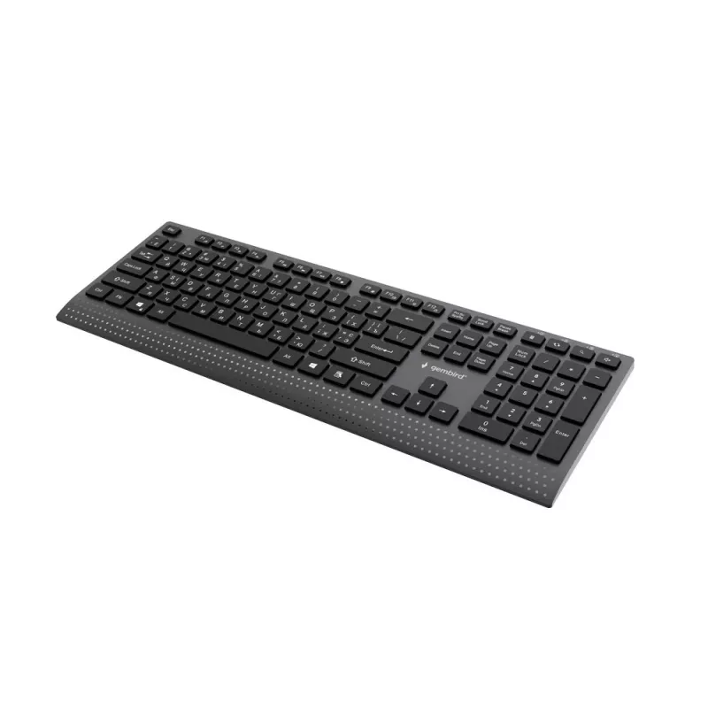 Gembird KB-MCH-06-CYRL teclado multimédia fino com fio com adaptador Type-C, layout cirílico, preto
