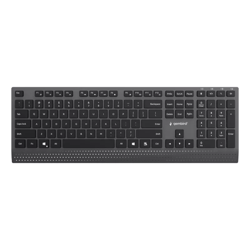 Gembird KB-MCH-06 Teclado multimédia com fio slim com adaptador Type-C, layout US, preto
