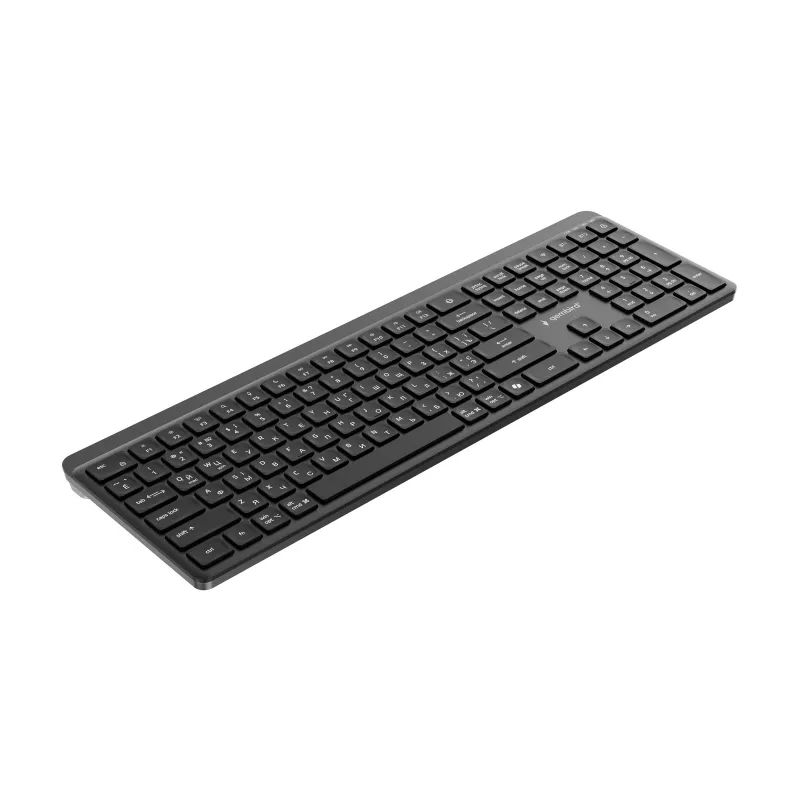 Teclado sem fios fino de modo duplo Gembird KB-WPS-03-CYRL (2.4G + BT), layout russo/cirílico, preto