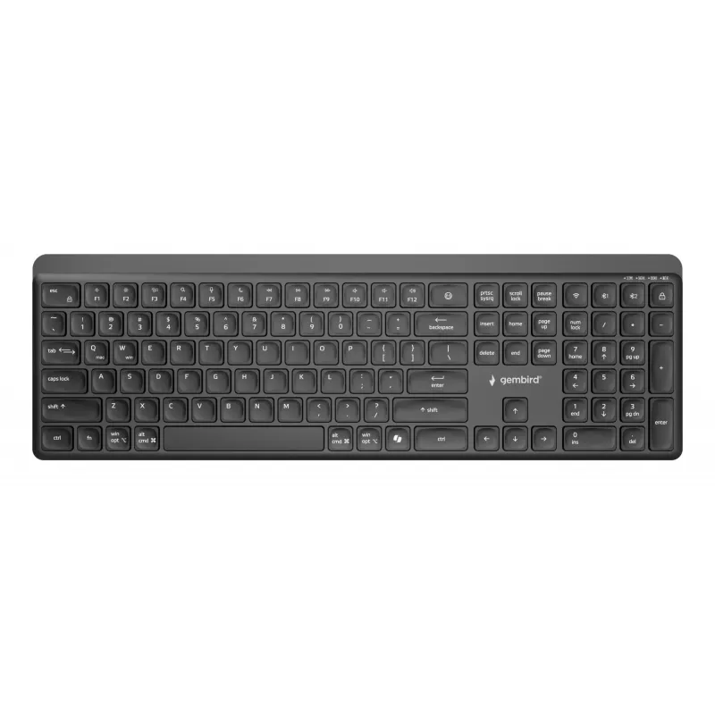 Teclado sem fios Gembird KB-WPS-03 Dual-Mode Pro-Business Slim, 2.4G + Bluetooth, layout US, preto