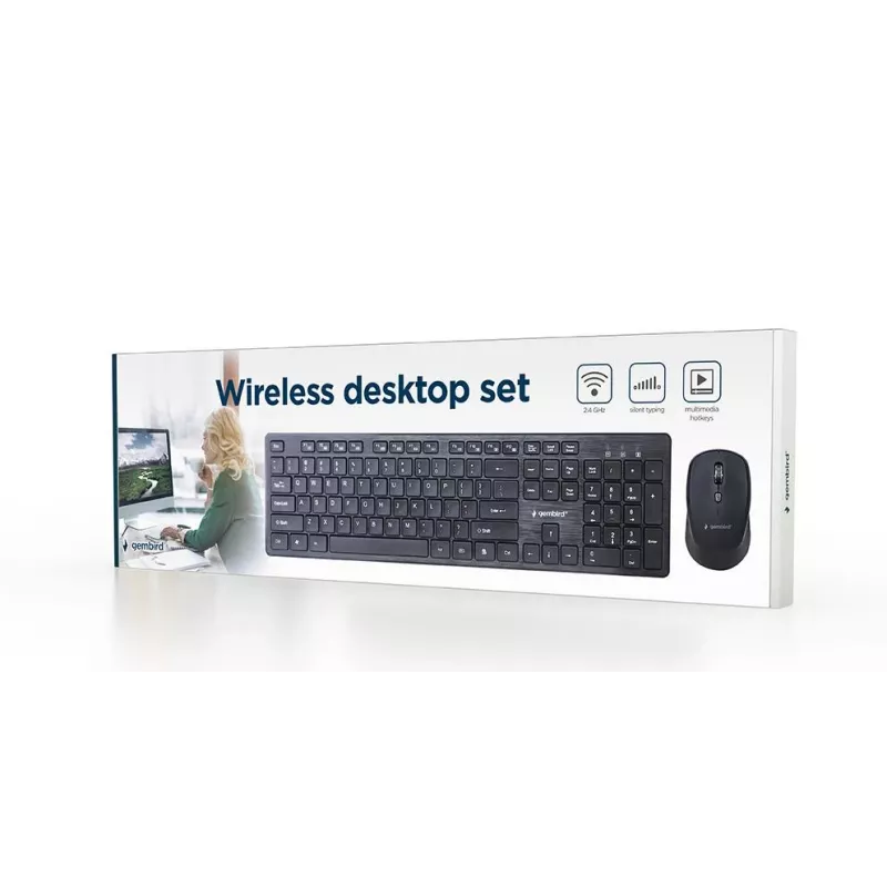 GEMBIRD KBS-WCH-04-RU Conjunto de teclado e rato sem fio, layout russo, preto
