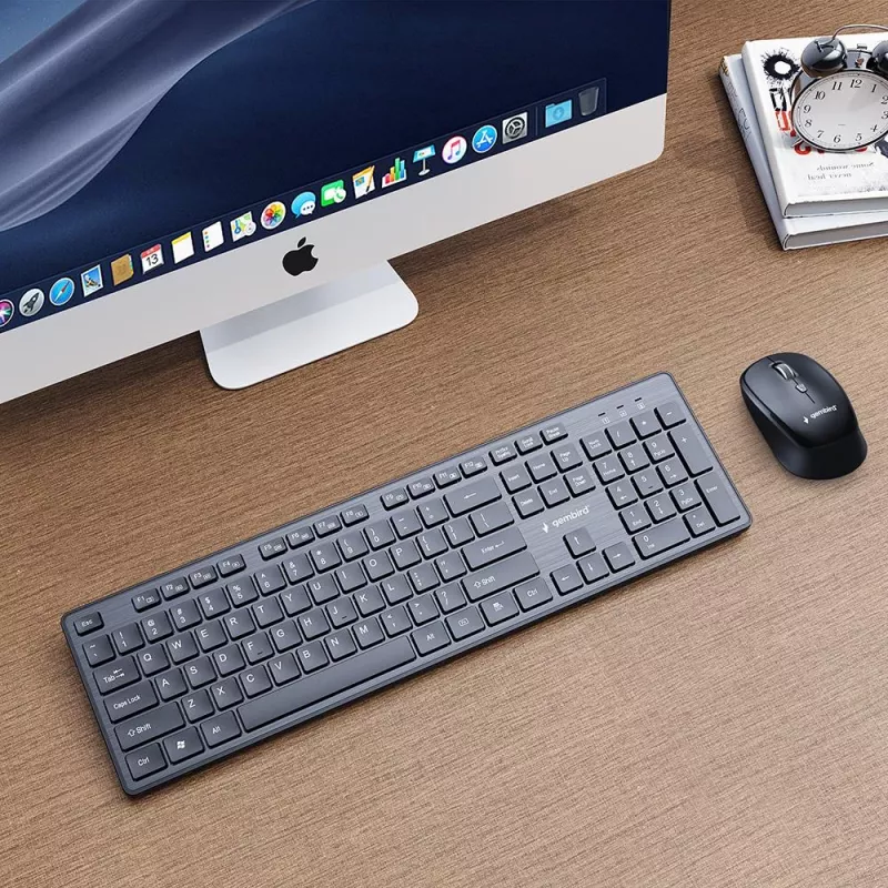 GEMBIRD KBS-WCH-04-RU Conjunto de teclado e rato sem fio, layout russo, preto