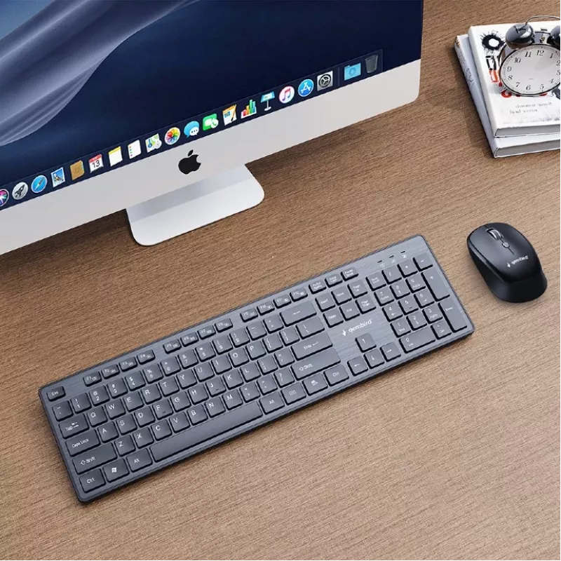 GEMBIRD KBS-WCH-04-RU Conjunto de teclado e rato sem fio, layout russo, preto