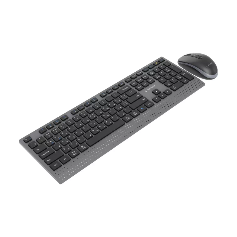 Gembird KBS-WPS-02-CYRL conjunto de teclado e rato sem fios dual-mode, 2.4G + Bluetooth, layout russo cirílico, preto