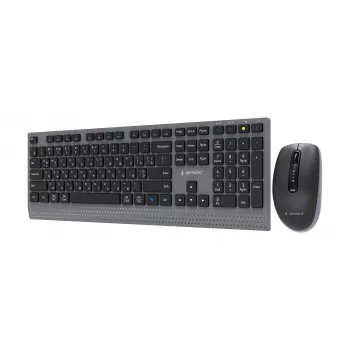 Gembird KBS-WPS-02-CYRL conjunto de teclado e rato sem fios dual-mode, 2.4G + Bluetooth, layout russo cirílico, preto