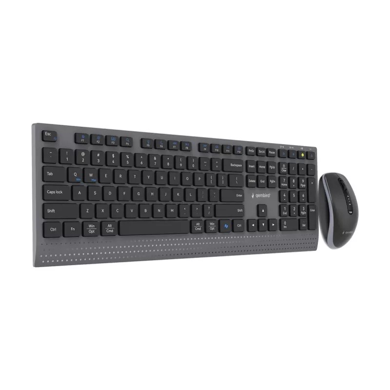 Gembird KBS-WPS-02 Conjunto de secretária slim sem fios dual-mode, 2.4GHz + Bluetooth, layout US (teclado e rato)
