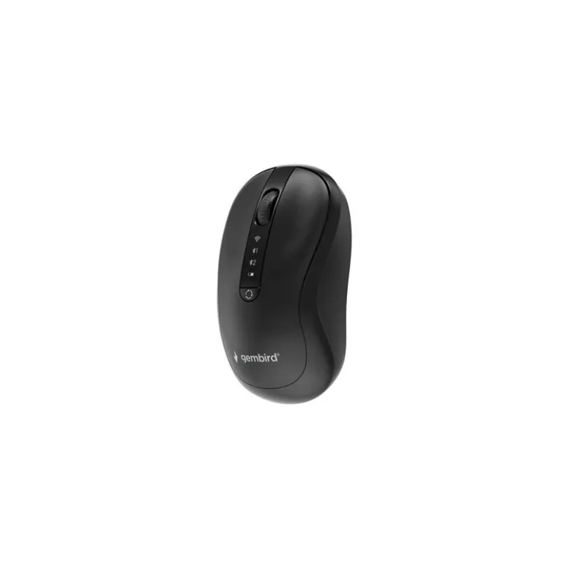 Gembird MUSW2-4B-01 Rato sem fios dual-mode (2,4 GHz + Bluetooth 5.0) com sensor ótico 1600 DPI, 4 botões, ambidestro, preto