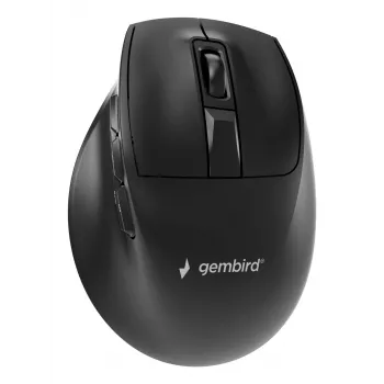 Rato ergonómico sem fios triple-mode Gembird MUSW3-9B-01 (2,4 GHz + Bluetooth + USB-C), 2400 DPI, 9 botões, preto