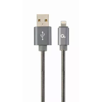 Cabo Gembird USB-A para Lightning, espiral metálico premium, 1m, cinzento metálico