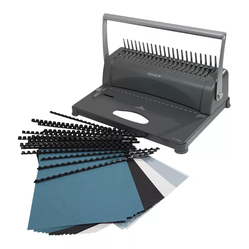 Genie CB 850 Máquina de encadernação manual Comb, 350 folhas, Preto