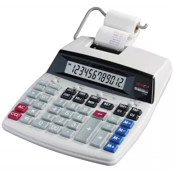 GENIE D69 PLUS calculadora de secretária com fita, LCD de 12 dígitos, impressão a 2 cores, AC/pilha