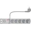 Régua de tomadas com proteção contra sobretensões GETFORT 5 tomadas com 2 portas de carregamento USB, cabo de 5 m, cinzento
