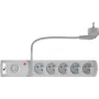 Régua de tomadas com proteção contra sobretensões GETFORT 5 tomadas com 2 portas de carregamento USB, cabo de 5 m, cinzento