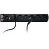 Régua de tomadas com proteção contra sobretensões GETFORT 5P-3M-B-USB, 5 tomadas AC, 2 portas USB-A, cabo de 3 m, preto