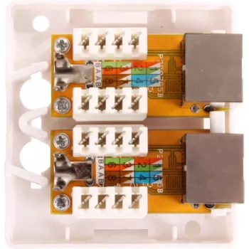 GETFORT GF-2G5EFTP tomada RJ45 blindada de superfície, 2 portas, Cat.5e, branca
