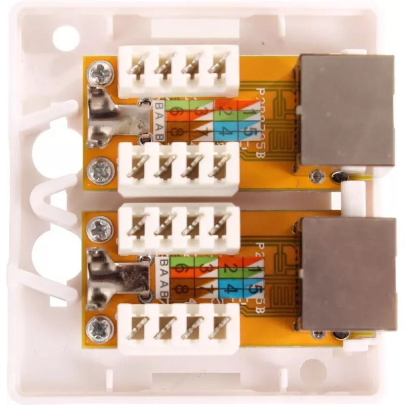 GETFORT GF-2G5EFTP tomada RJ45 blindada de superfície, 2 portas, Cat.5e, branca