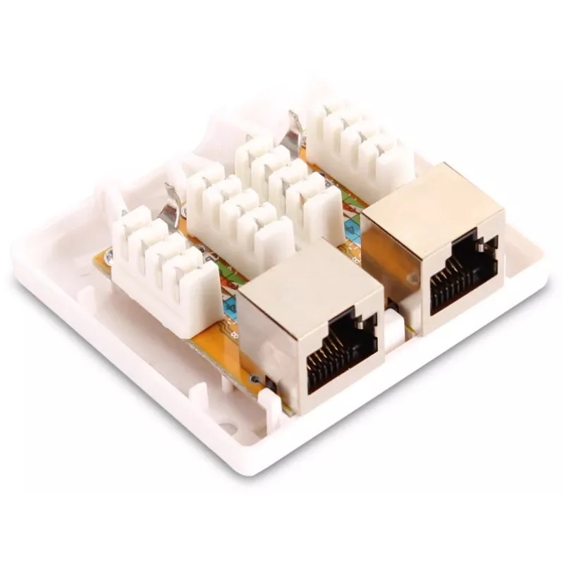 GETFORT GF-2G5EFTP tomada RJ45 blindada de superfície, 2 portas, Cat.5e, branca