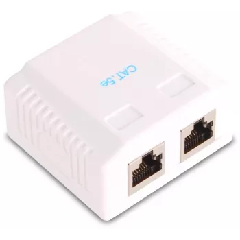 GETFORT GF-2G5EFTP tomada RJ45 blindada de superfície, 2 portas, Cat.5e, branca